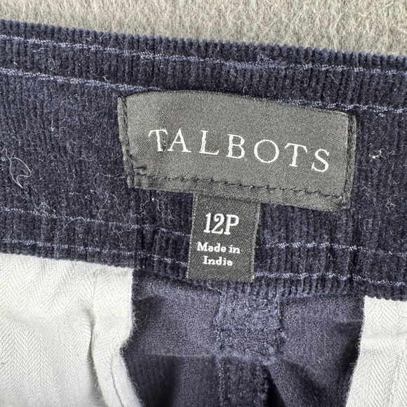 Talbots Corduroy Flare Pants Women 12P Navy Blue Cotton Spandex Stretch - Picture 6 of 10